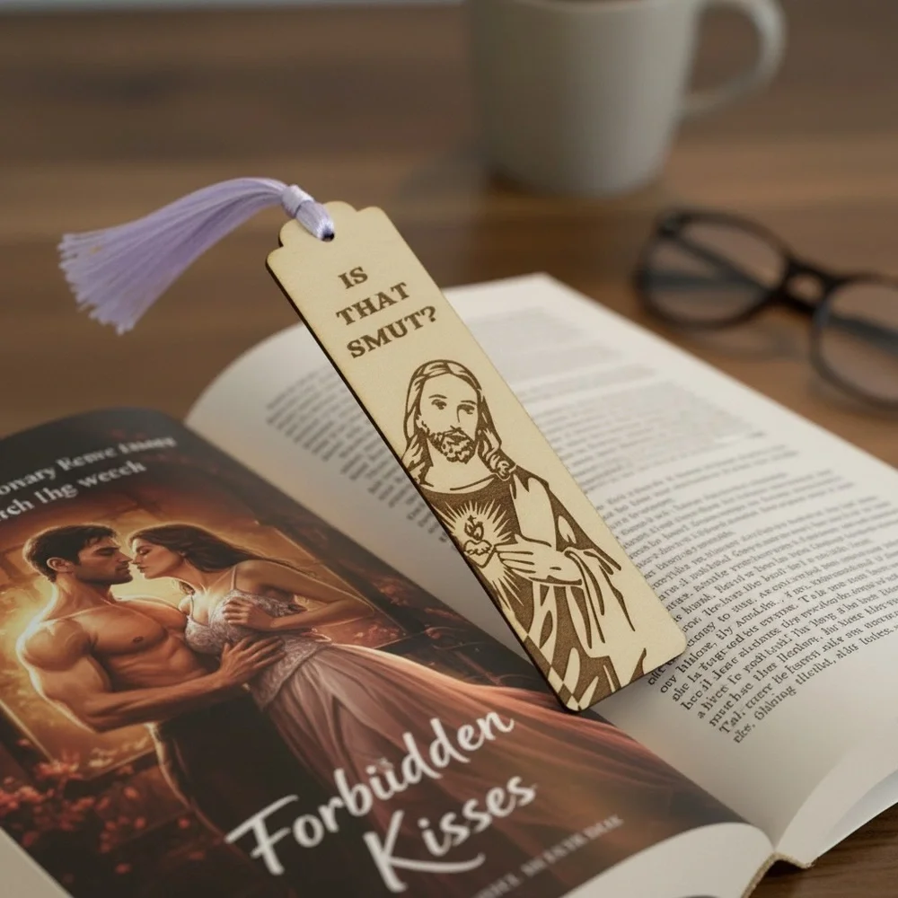 Judgy Jesus Wooden Bookmark with Tassel - Picture 2 of 4